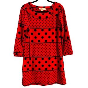 Aryeh Sweater Dress Polka Dot Black Red XXL